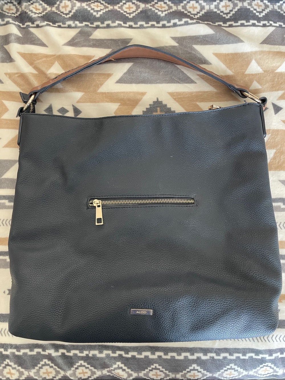 Aldo Black pleather Shoulder Hobo with Gold Hardware